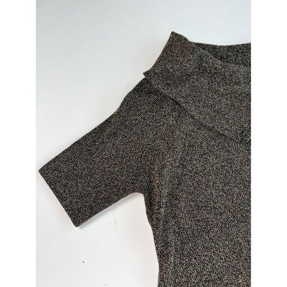 Calvin Klein Sweater Dress Sheath Metallic Gold & Black Zipper Detail XL - Picture 6 of 16